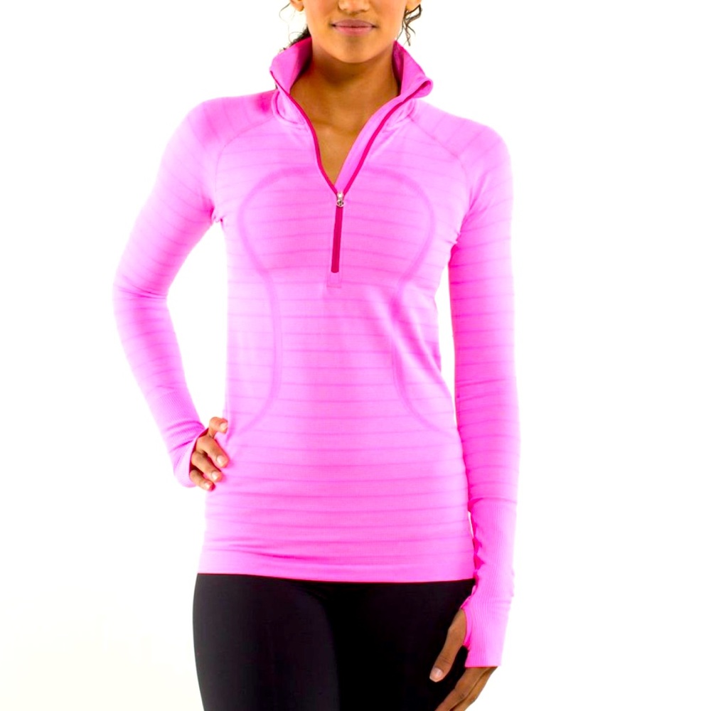 Lululemon Run Swiftly Tech 1/2 Zipper Heathered Raspberry Pullover Top Size 8